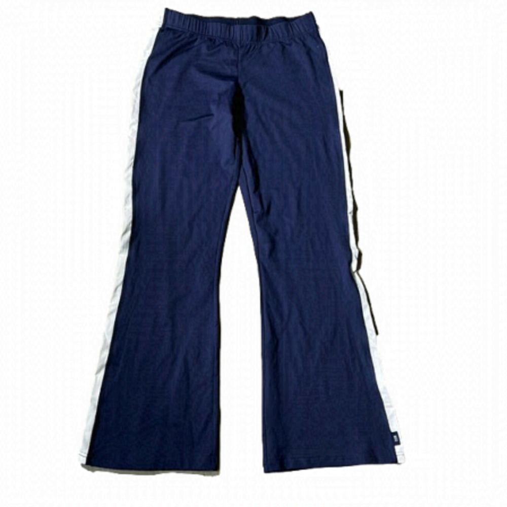 TCM Lightweight Athletic Navy Blue White Striped Track Pants with Flare Nwot